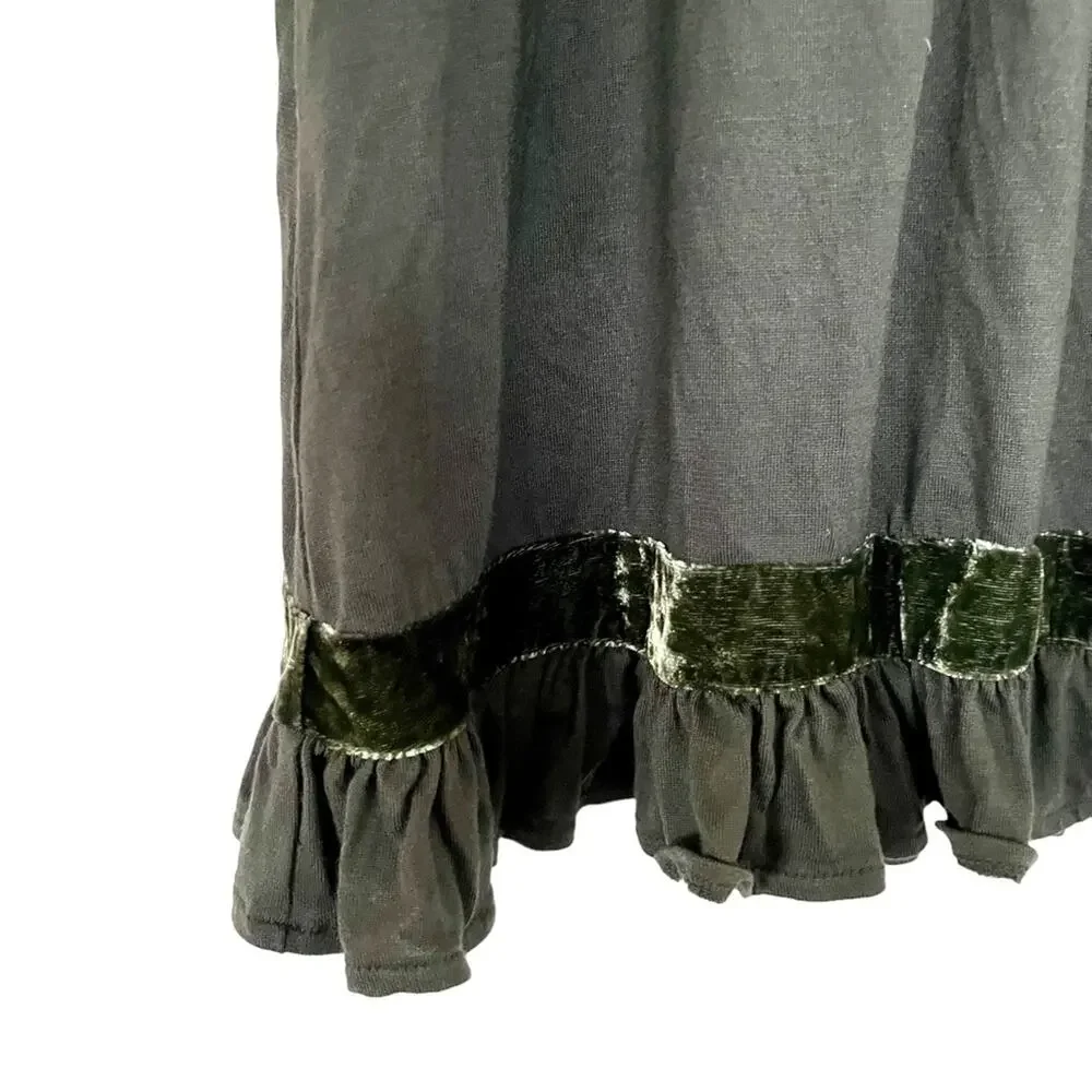 Juicy Couture girls green jersey shift dress velvet trim size 7